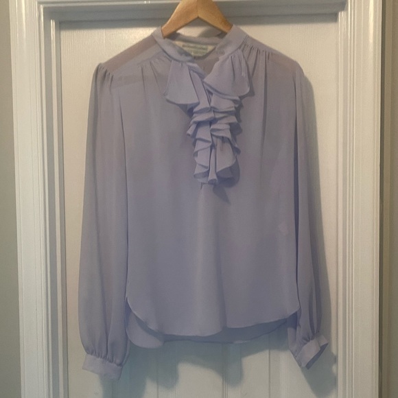Vintage Woodward + lothrop sheer lavender ruffle blouse small- extremely RARE🖤 - Picture 6 of 10